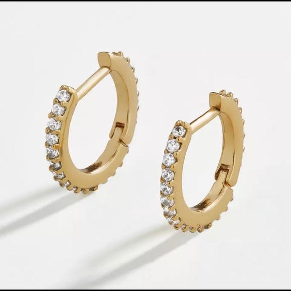 Sweet Simplicity Gold Rhinestone Hoop Earrings - Picture 3 of 4